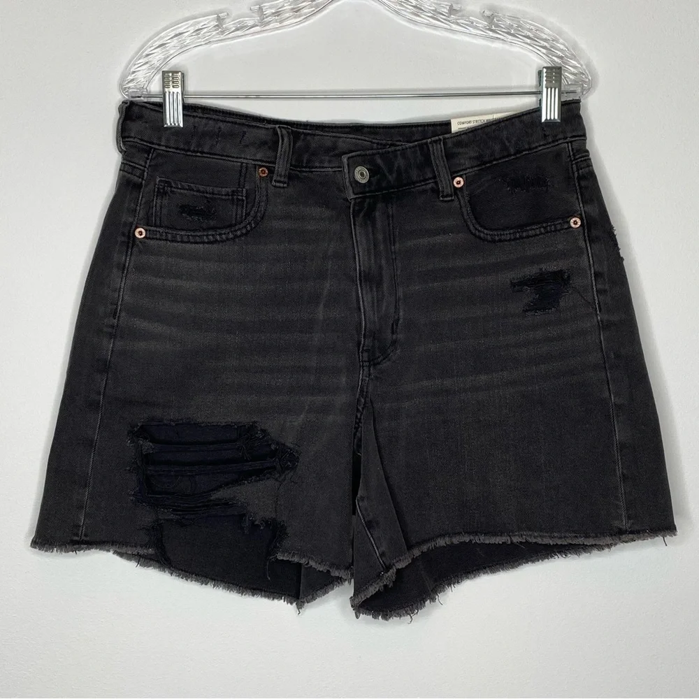 American Eagle Outfitter Grey Distressed Highest Rise Baggy Short